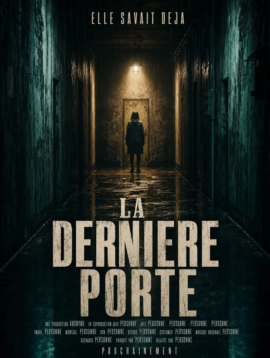 Affiche de film, titre usé et bloc de générique